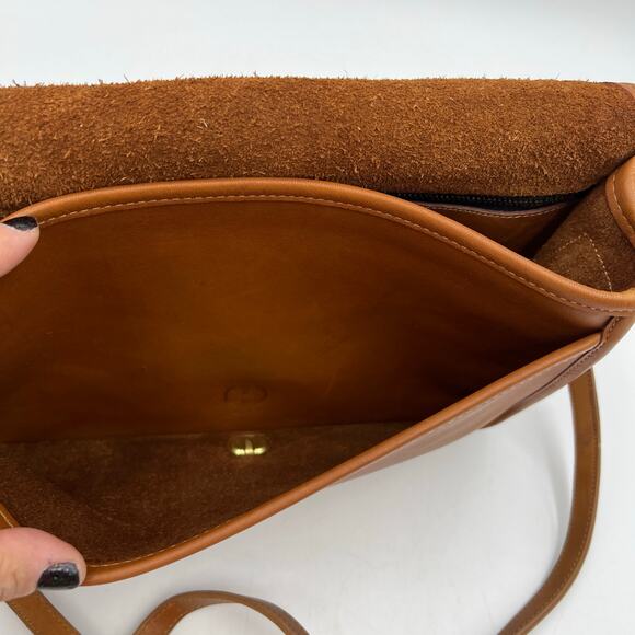 Coach Convertible Clutch 9635 British Tan Leather Shoulder Bag Handbag Purse - Picture 7 of 12